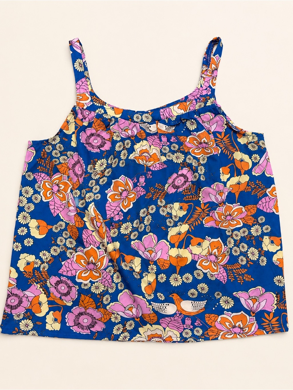 Emery Rose Floral Bird Print Sleeveless Tank Top Size Small